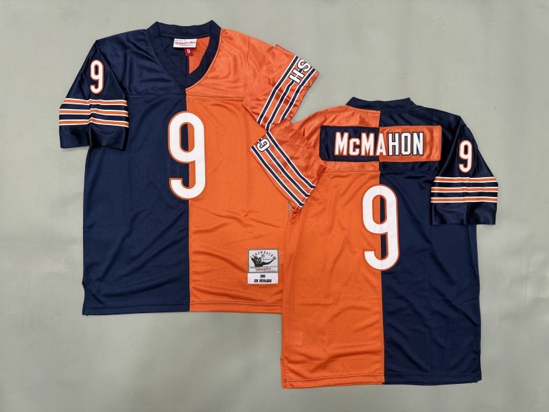 Men 2025 Nike Chicago Bears 9 Mcmahon blue orange Throwback Limited NFL Jersey style 001
